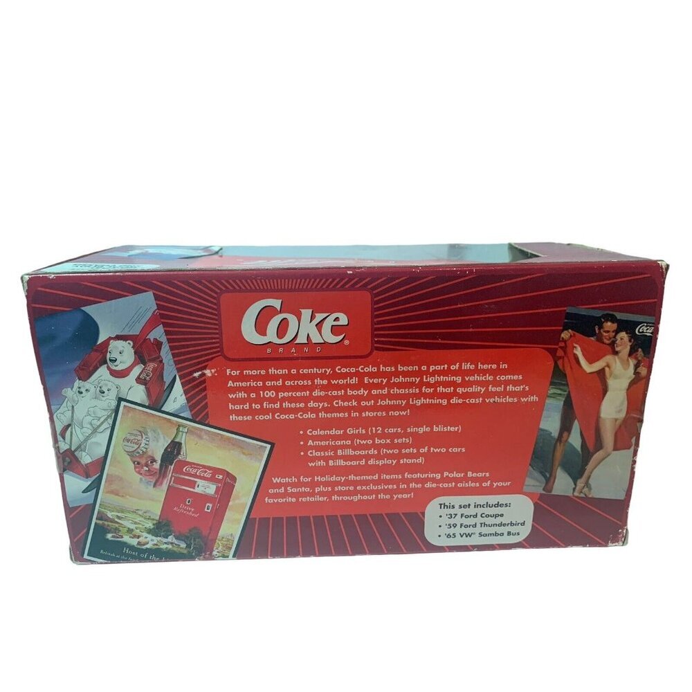 2003 Johnny Lightning Coca Cola Poster Car Collection 65VWBUS 37Coupe 59TBIRD - Picture 6 of 7